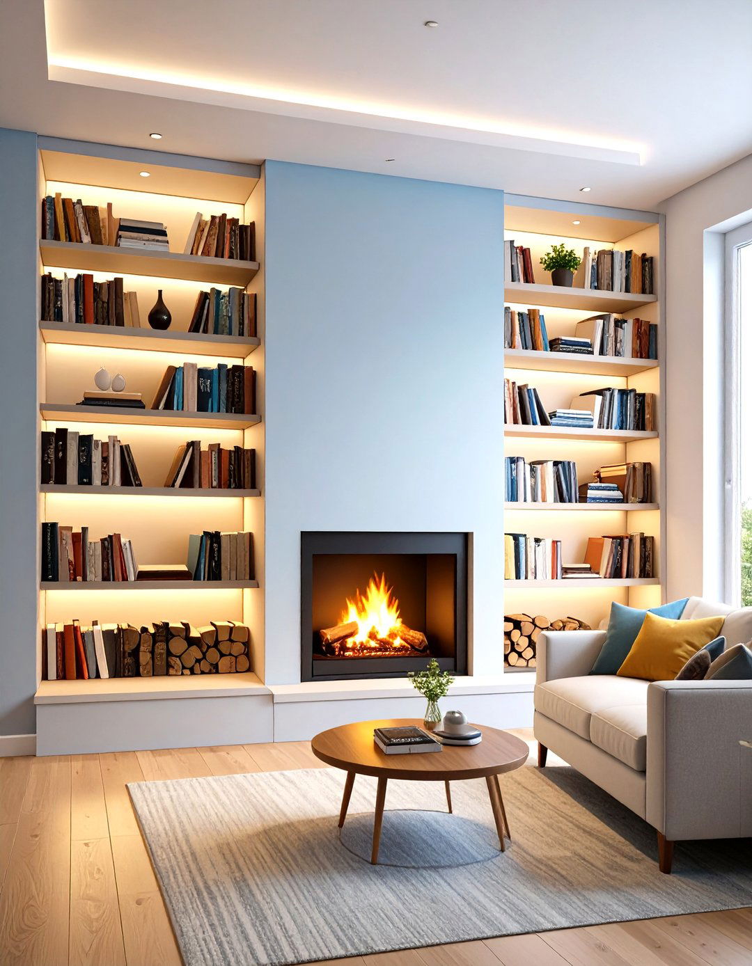 Built In Shelving Surrounding a Dual Hearth - 20 Double-sided Fireplace Ideas