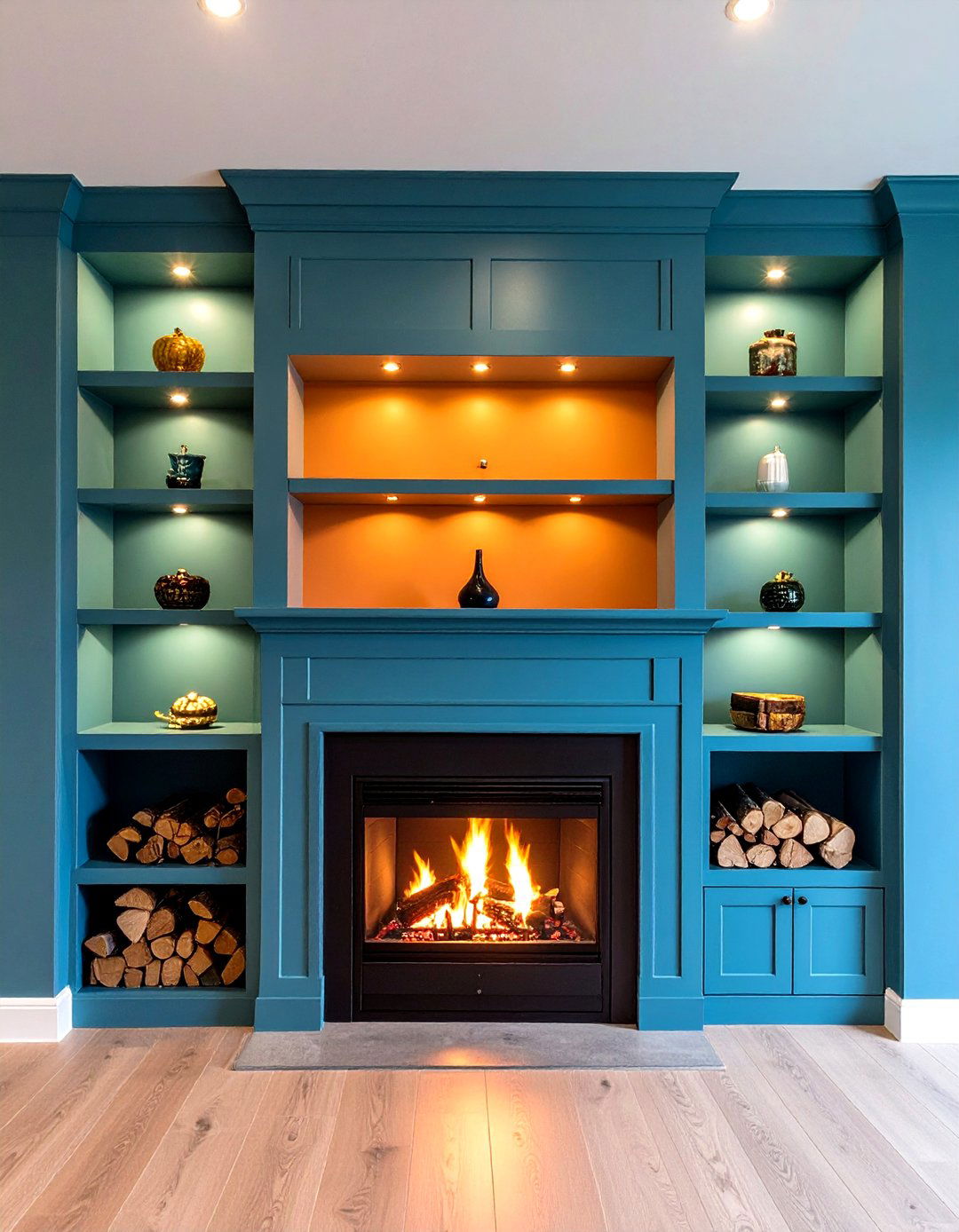 Built In Shelving Symmetry - 20 Fireplace Wall Ideas