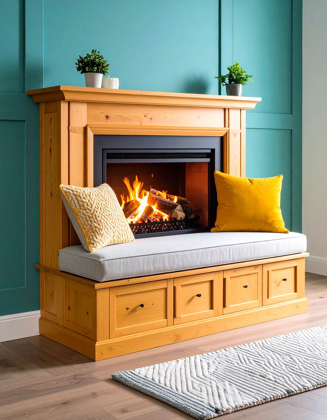 Built In Storage Bench Faux Fireplace - 20 Faux Fireplace Ideas