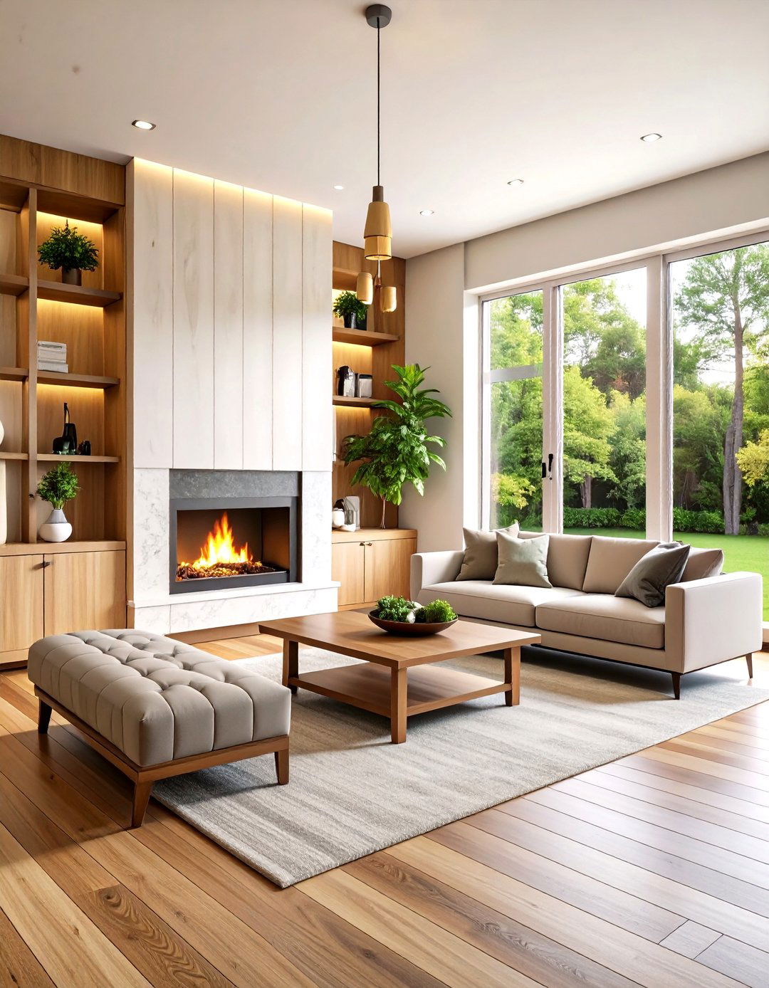 Built In Storage Ensemble - 20 Marble Fireplace Ideas
