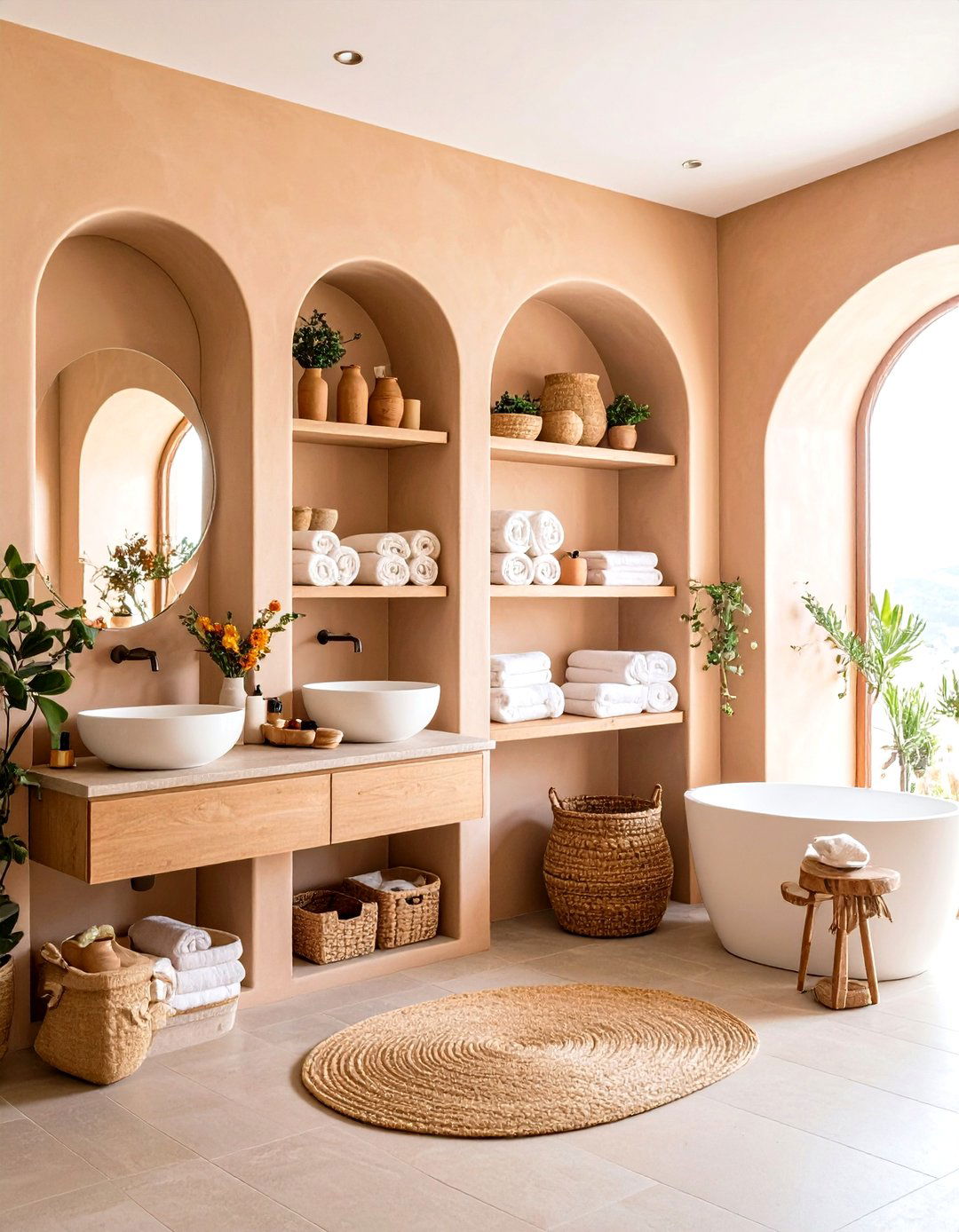 Built in Alcove Shelving - 20 Tuscan Bathroom Ideas