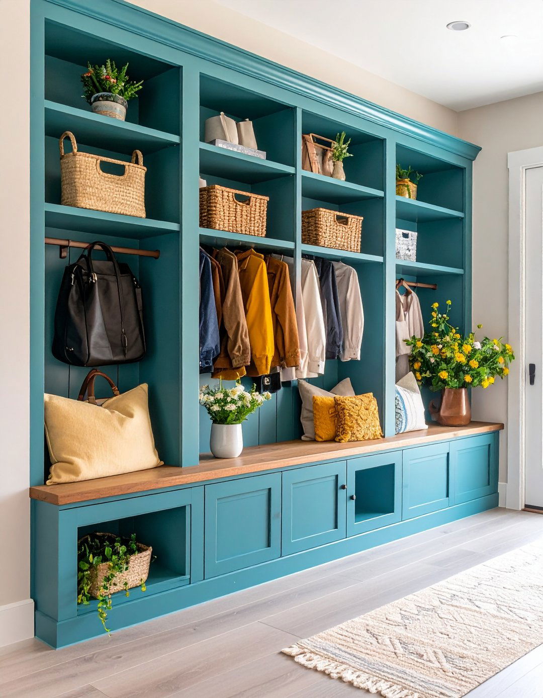 Built in Entryway Bench with Custom Cubbies - 20 Entryway Bench Ideas