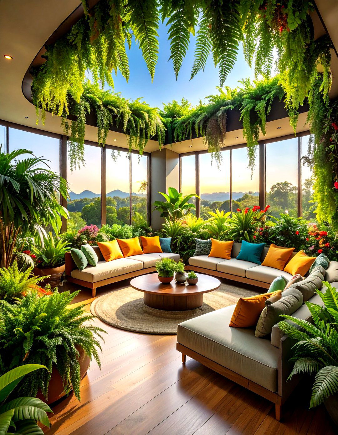 Built in Planters and Greenery - 20 Sunken Living Room Ideas