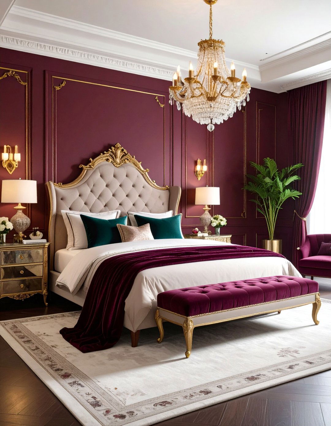 Burgundy Bedroom with Jewel Tone Luxury and Rich Textures - 20 Burgundy Bedroom Ideas