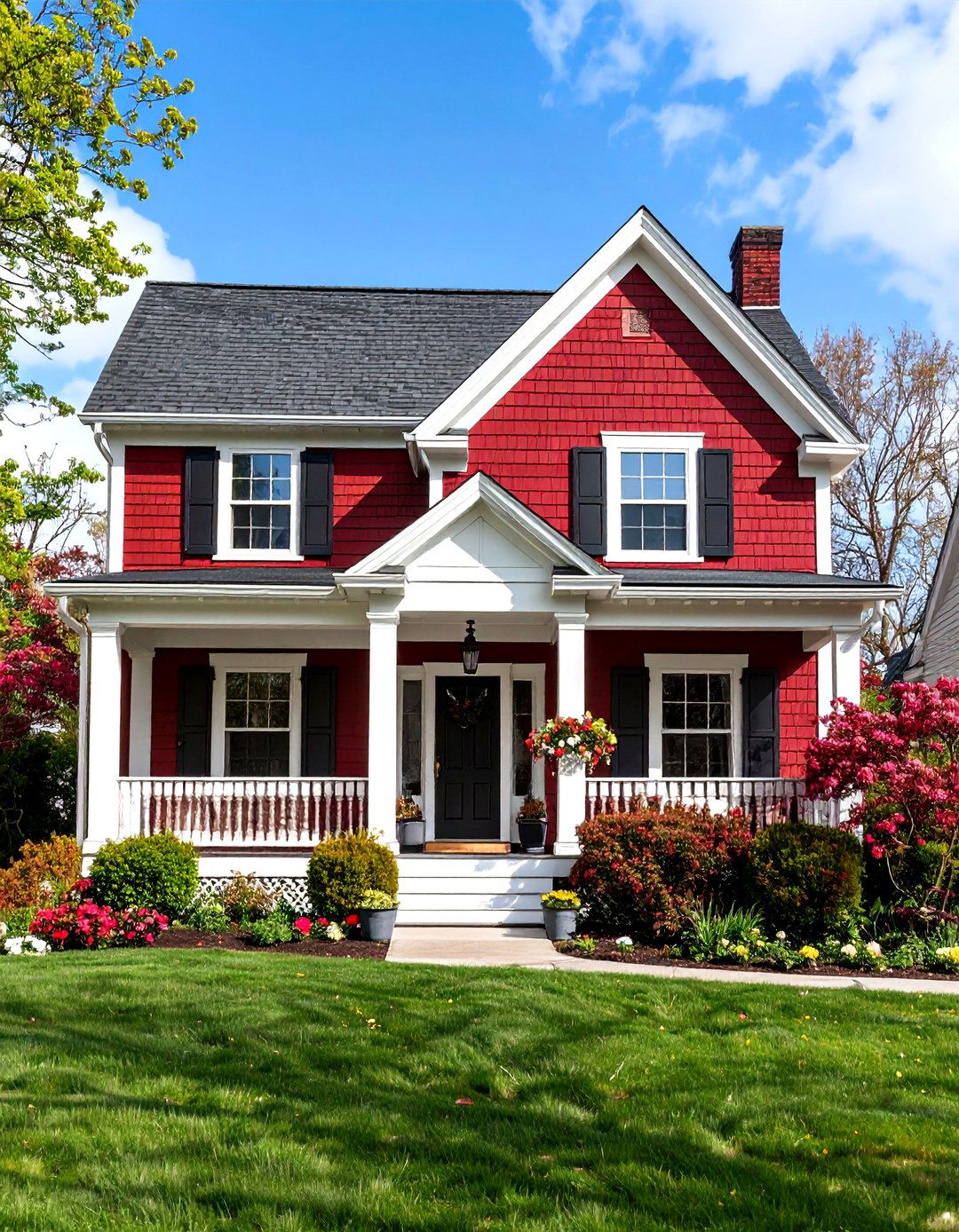 Burgundy Cape Cod House with Copper Roof Elements - 20 Modern Cape Cod House Ideas