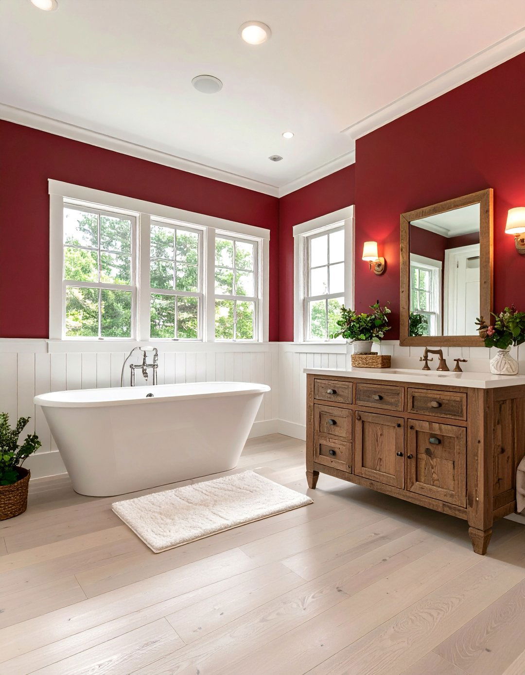 Burgundy Coastal Chic Bathroom - 20 Burgundy Bathroom Ideas