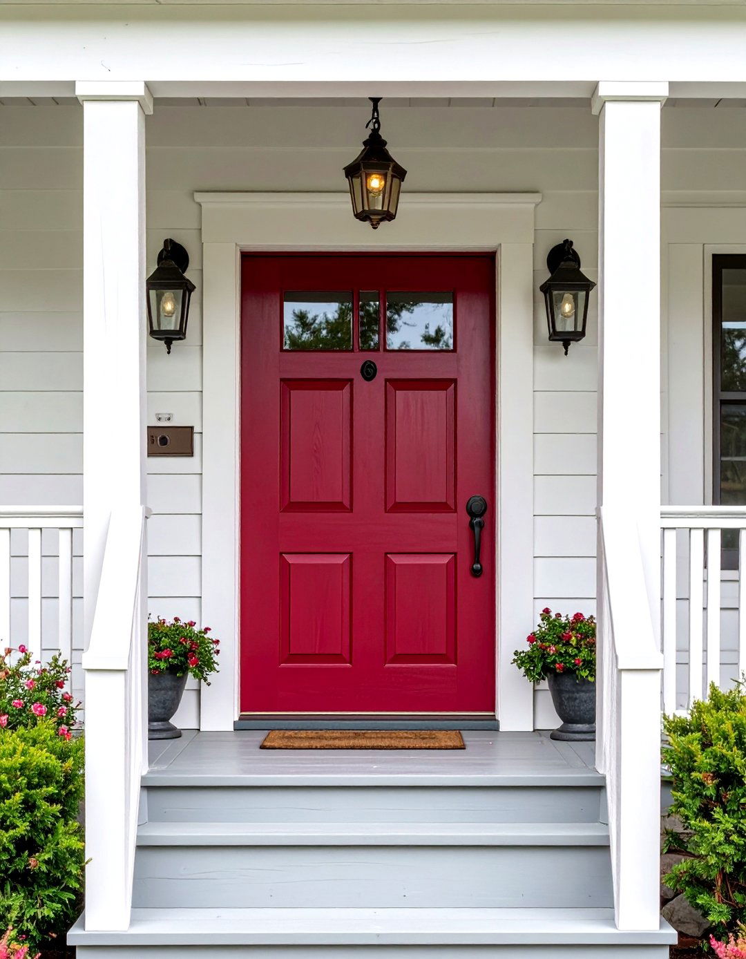 Burgundy Front Door for Coastal Cottage Charm - 20 Burgundy Front Door Ideas