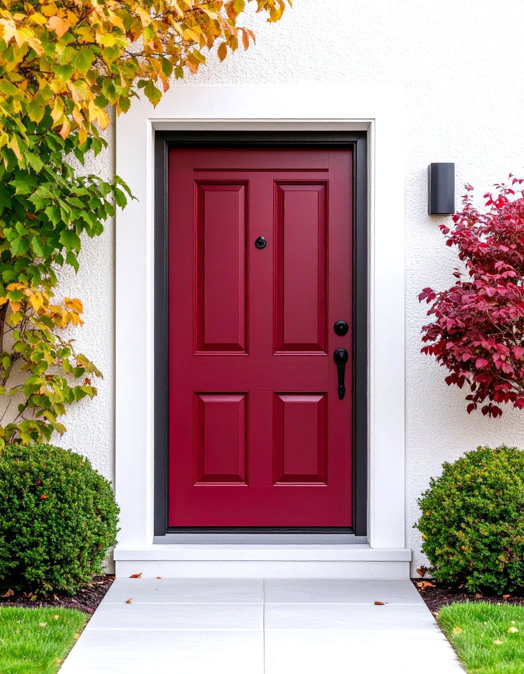 Burgundy Front Door on Minimalist Modern Entryway - 20 Burgundy Front Door Ideas