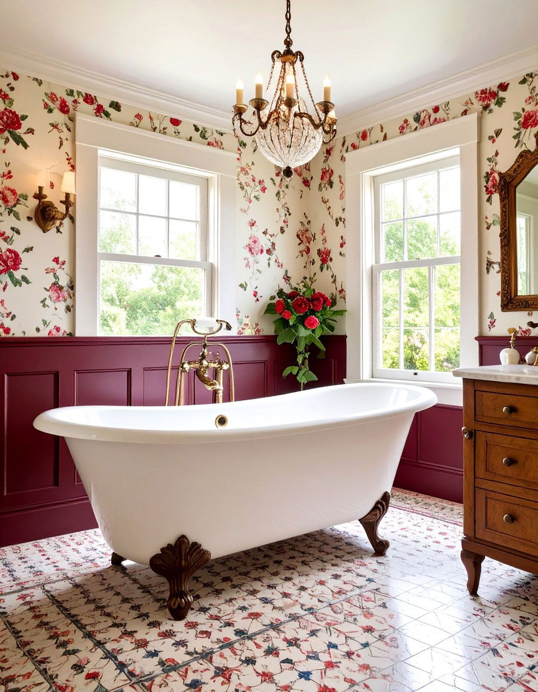 Burgundy Heritage Victorian Bathroom - 20 Burgundy Bathroom Ideas