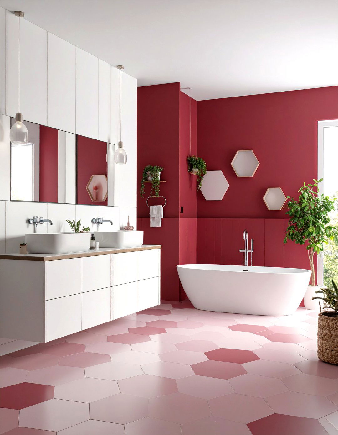Burgundy Kids Playful Bathroom - 20 Burgundy Bathroom Ideas
