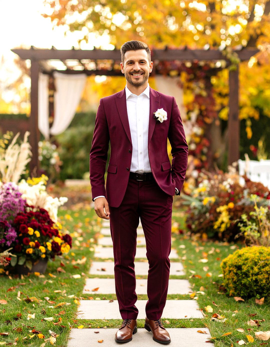 Burgundy Mens Wedding Outfit Rich Elegance - 20 Men's Wedding Outfit Ideas