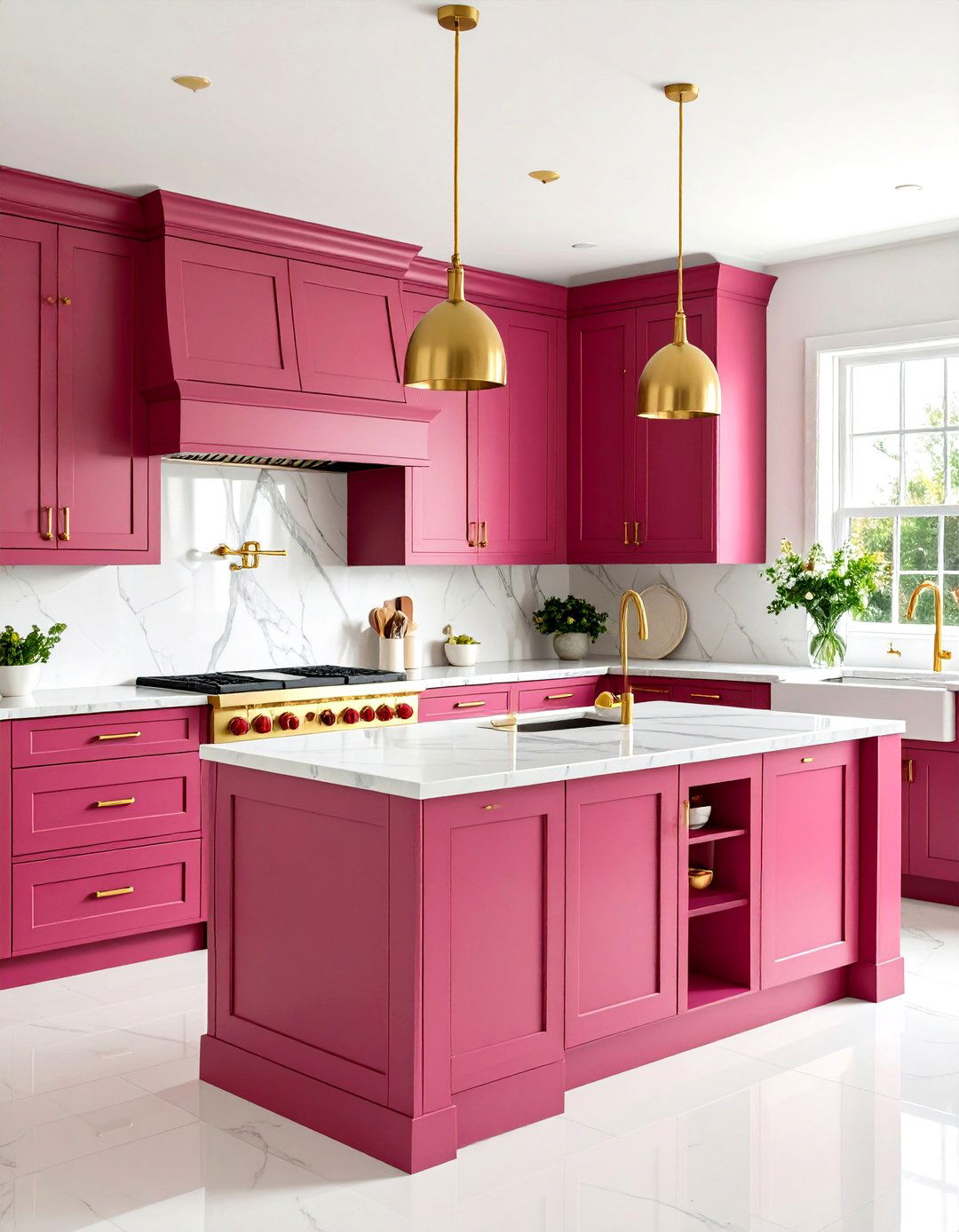 Burgundy Pink Kitchen Sophisticated Drama - 20 Pink Kitchen Ideas