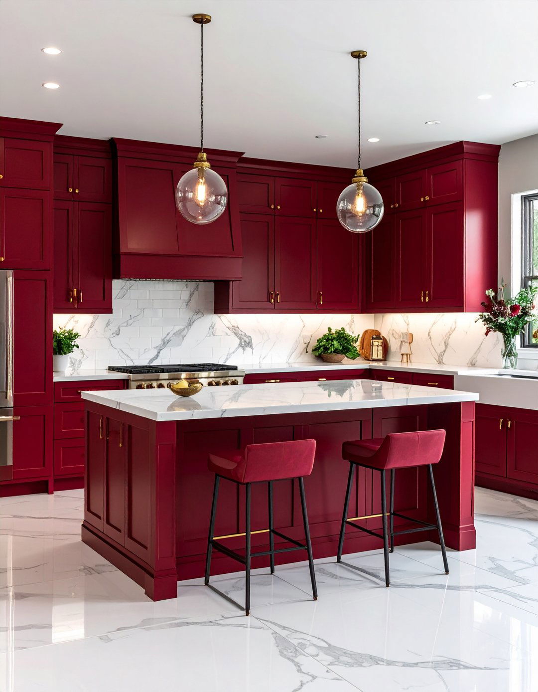 Burgundy Red Kitchen Elegant Design - 20 Red Kitchens