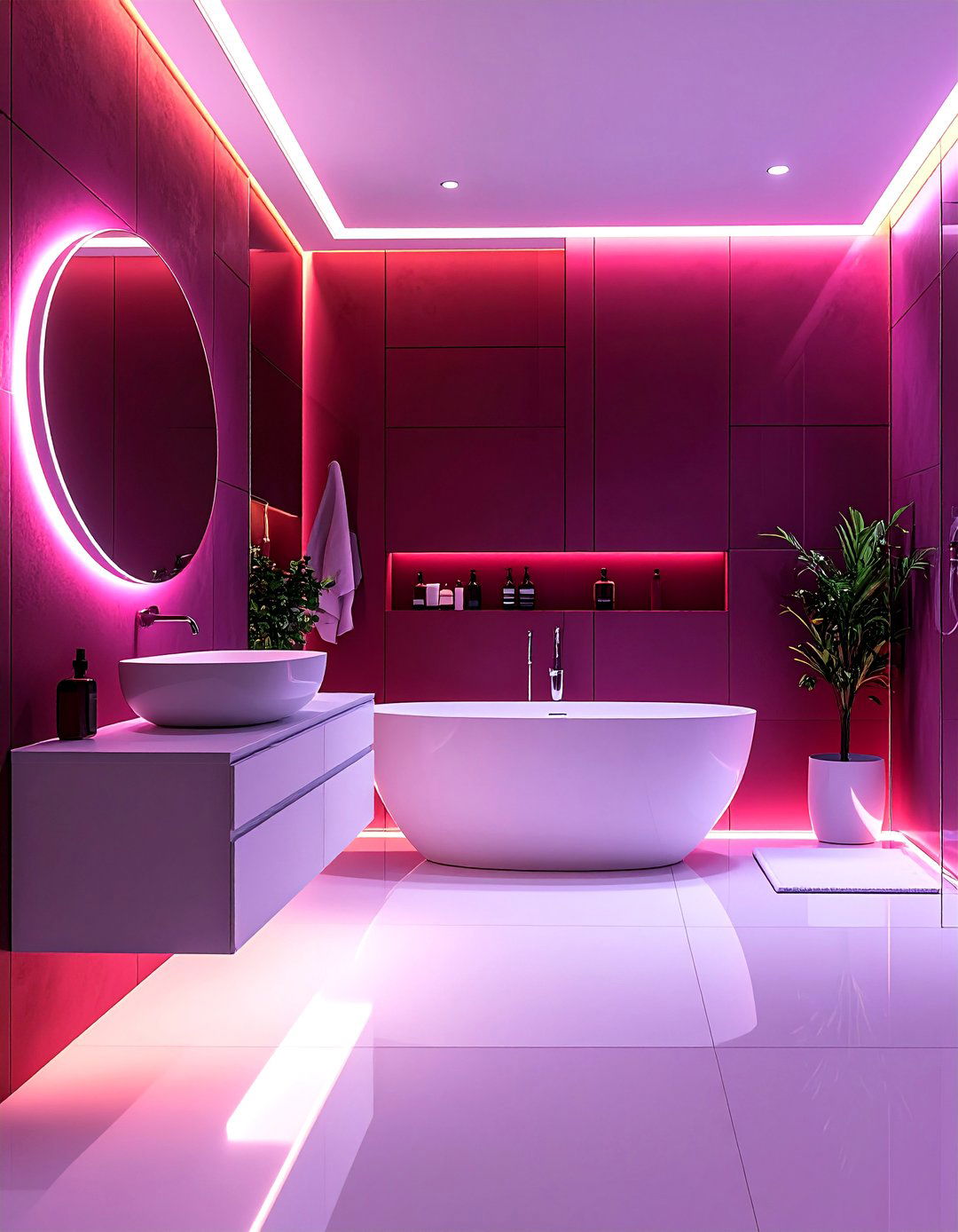 Burgundy Smart Tech Bathroom - 20 Burgundy Bathroom Ideas