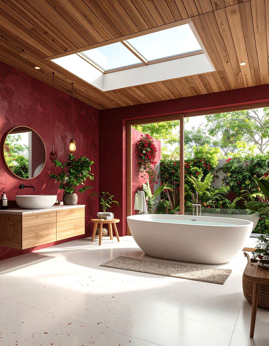 Burgundy Spa Retreat Bathroom - 20 Burgundy Bathroom Ideas