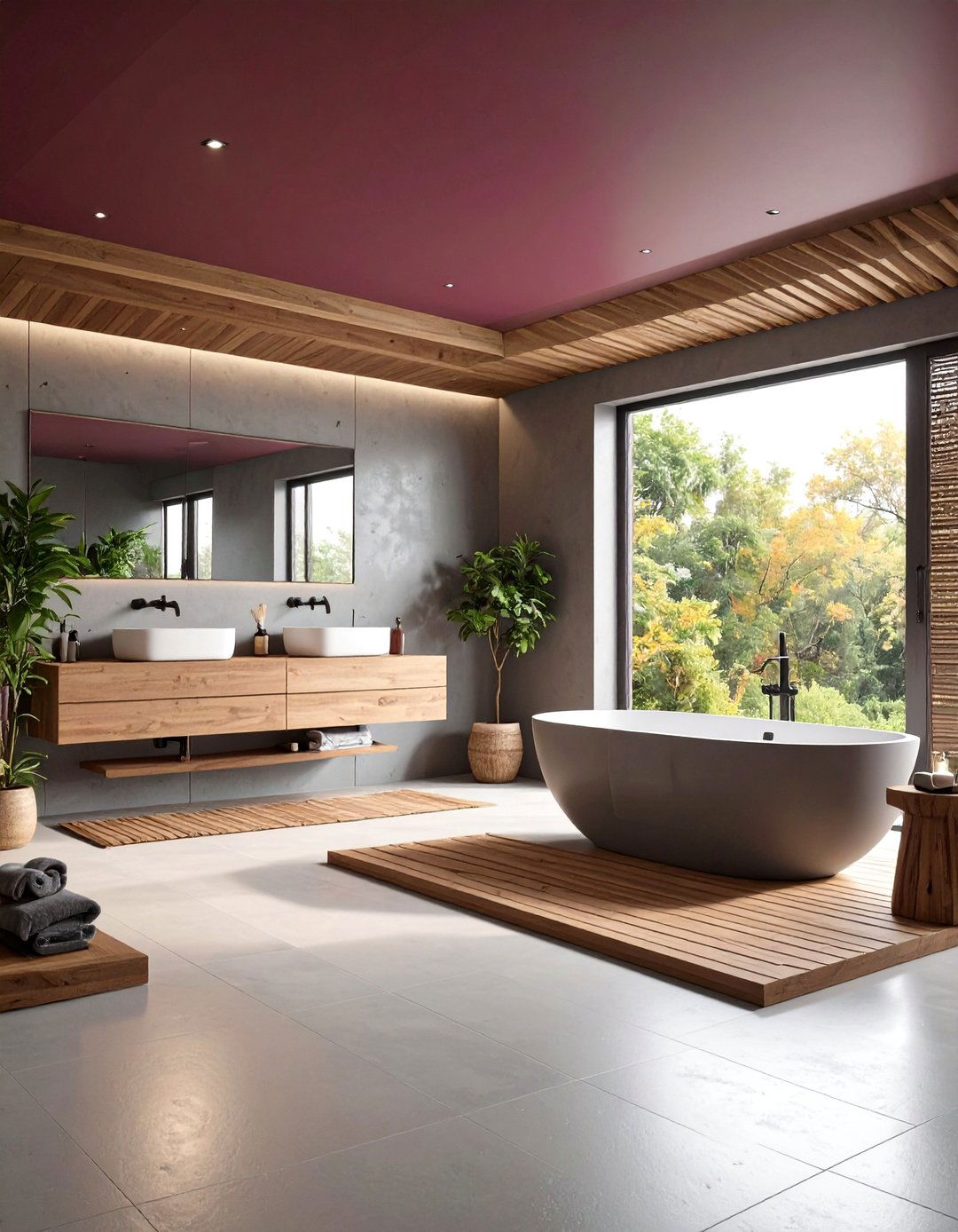 Burgundy Zen Wet Room Bathroom - 20 Burgundy Bathroom Ideas