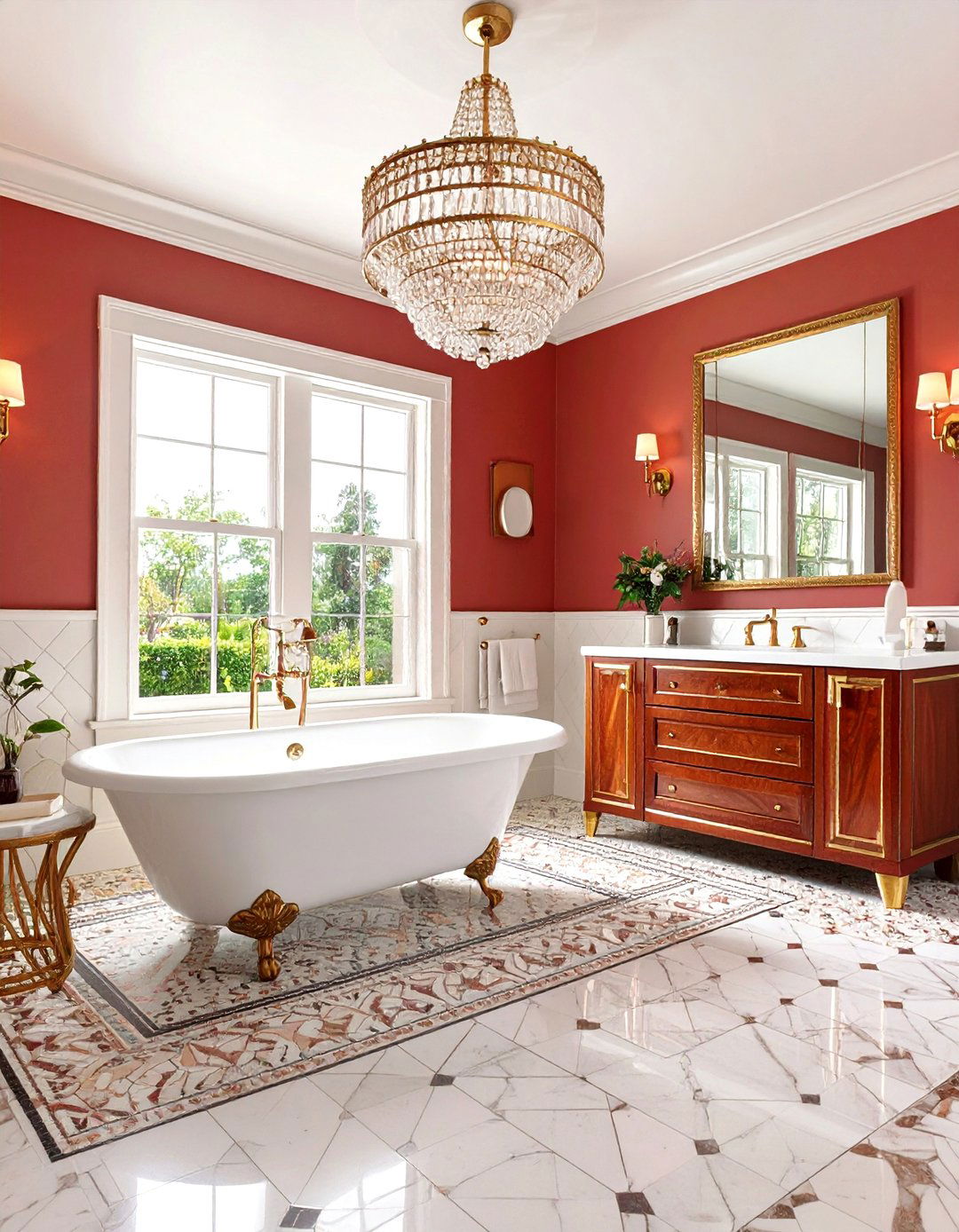 Burgundy and Gold Art Deco Bathroom - 20 Burgundy Bathroom Ideas
