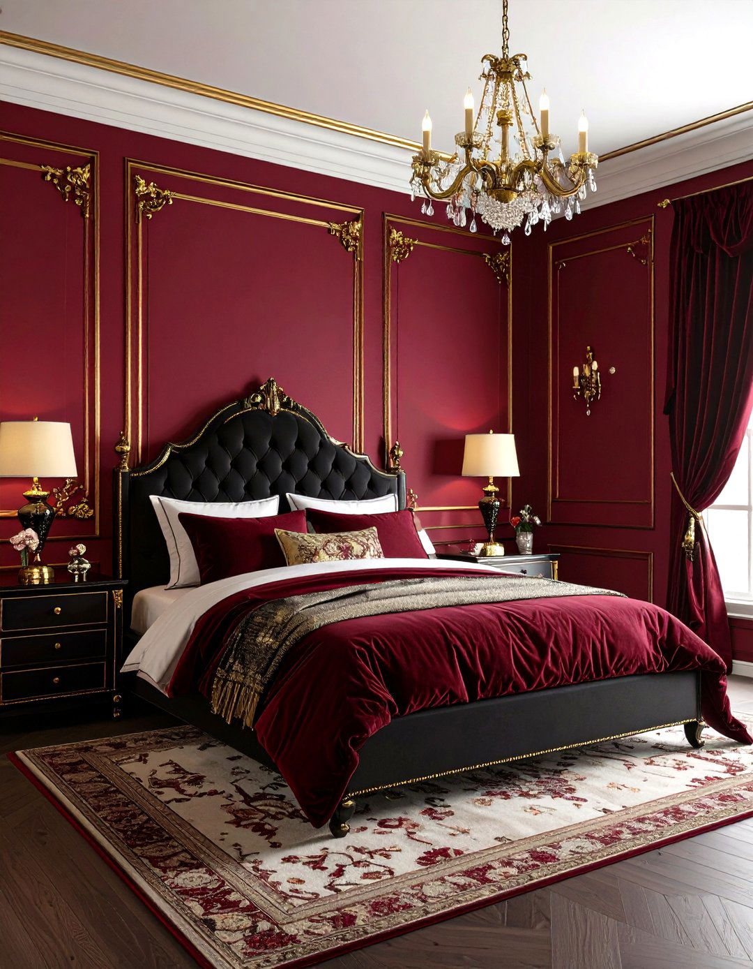 Burgundy and Gold Palette for a Regal Gothic Bedroom - 20 Gothic Bedroom Ideas