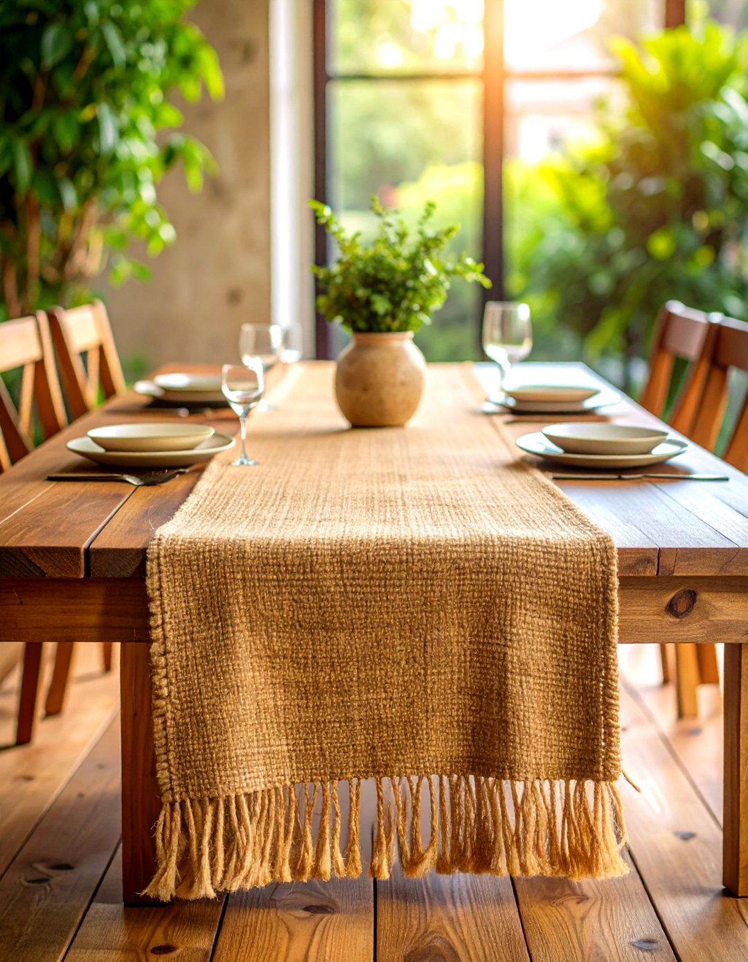 Burlap Rustic Runner - 20 Table Runner Ideas