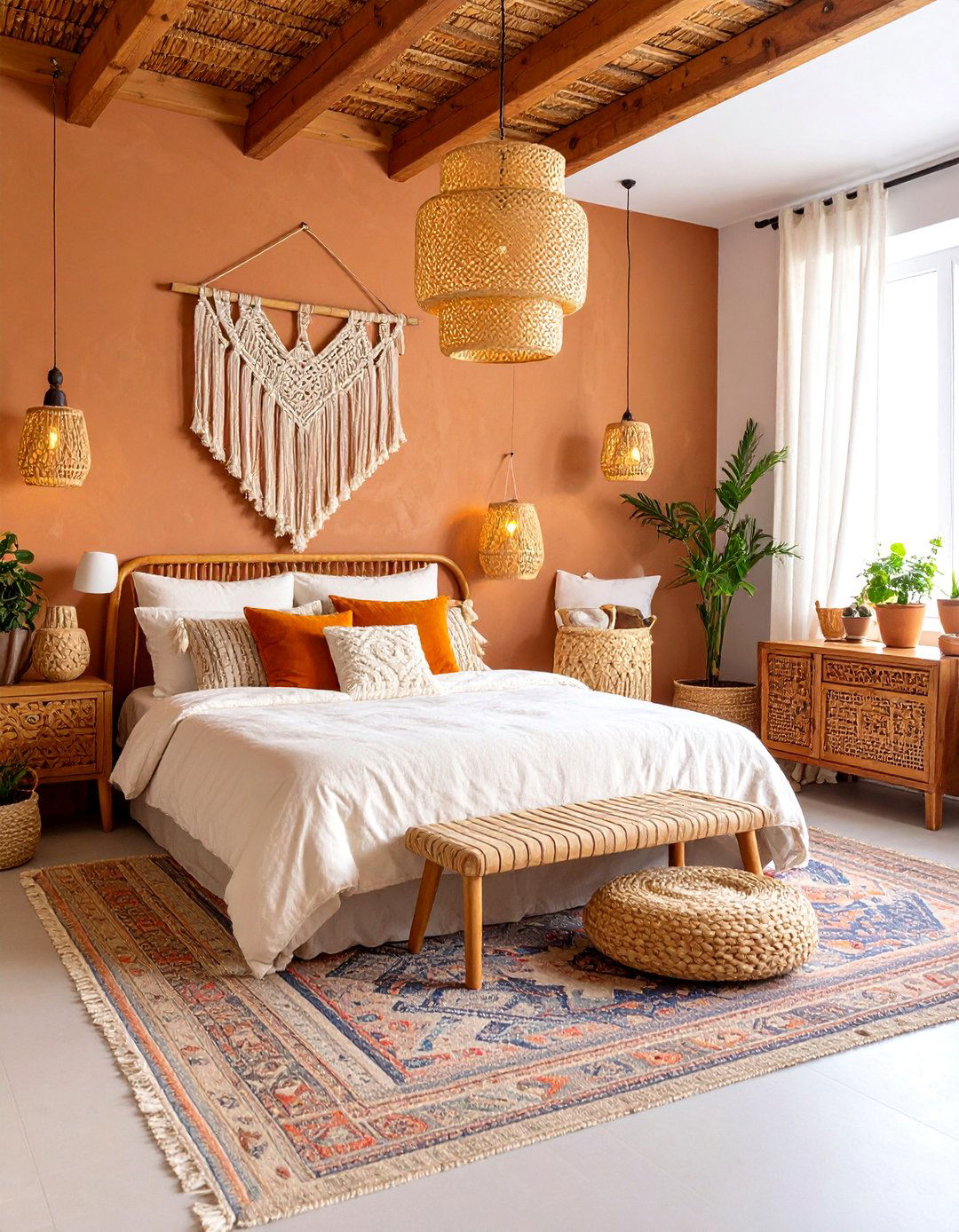 Burnt Orange Bedroom Bohemian Retreat - 20 Burnt Orange Bedroom Ideas