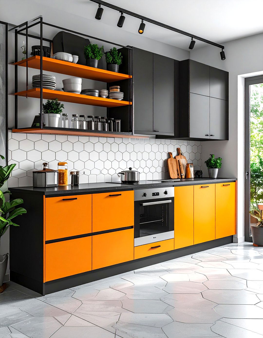 Burnt Orange Industrial Chic Small Kitchen - 20 Burnt Orange Kitchen Ideas