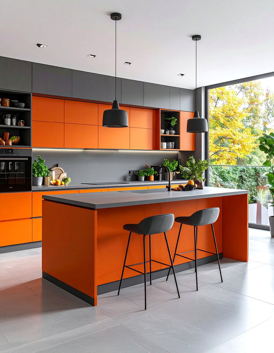 Burnt Orange Minimalist Open Plan Kitchen - 20 Burnt Orange Kitchen Ideas