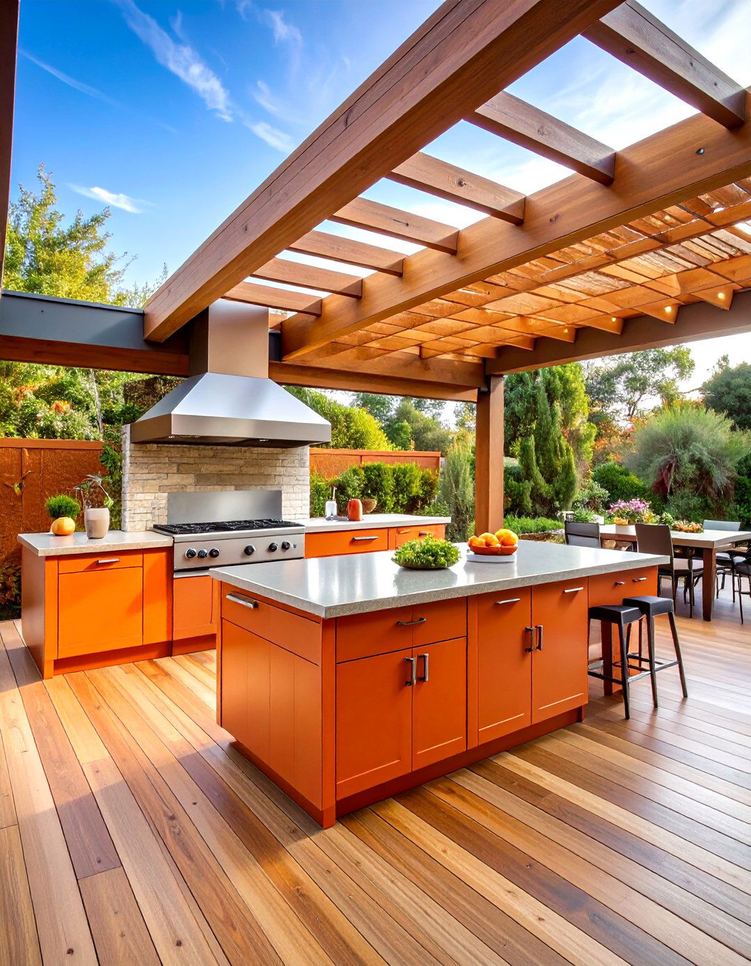 Burnt Orange Outdoor Entertaining Kitchen - 20 Burnt Orange Kitchen Ideas