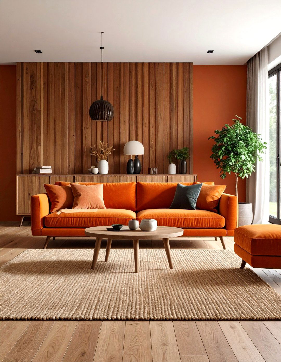 Burnt Orange Textural Layer Play - 20 Burnt Orange Living Room Ideas