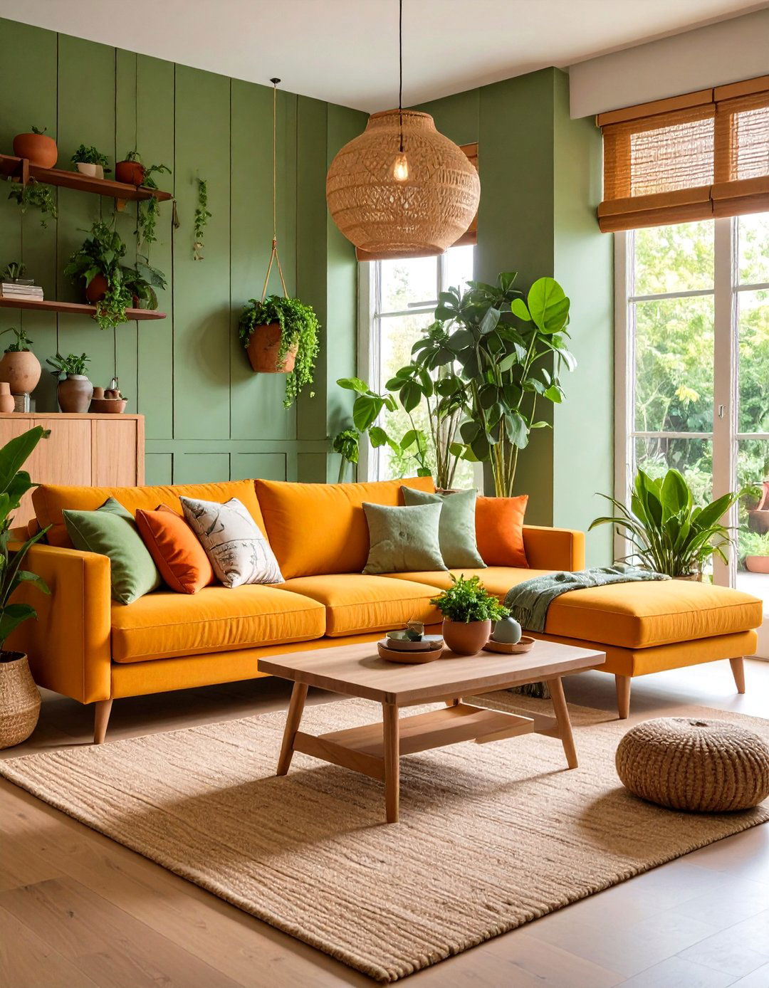 Burnt Orange and Sage Biophilic Haven - 20 Burnt Orange Living Room Ideas