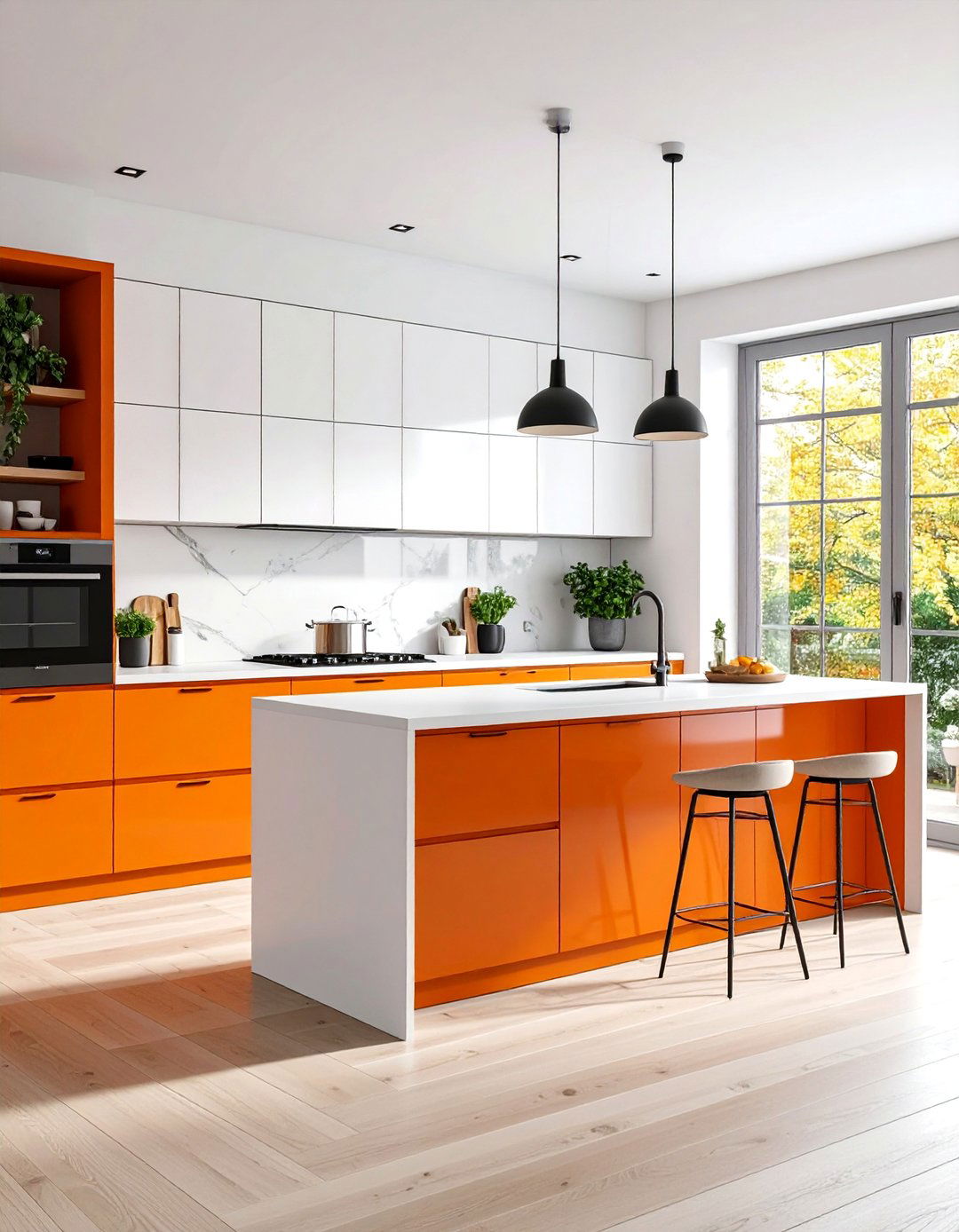 Burnt Orange and White Scandinavian Kitchen - 20 Burnt Orange Kitchen Ideas