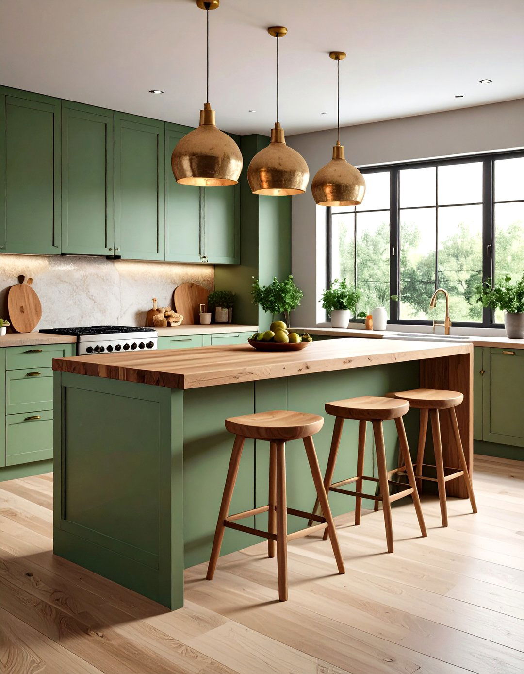 Butcher Block Countertop Warmth - 20 Sage Green Kitchen Island Ideas