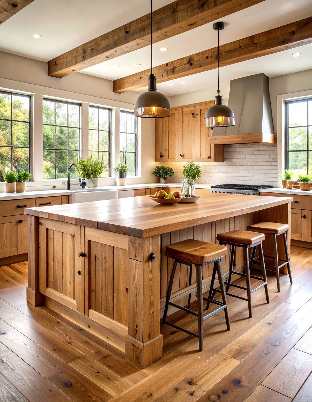 Butcher Block Countertop on Shiplap Base - 20 Shiplap Kitchen Island Ideas