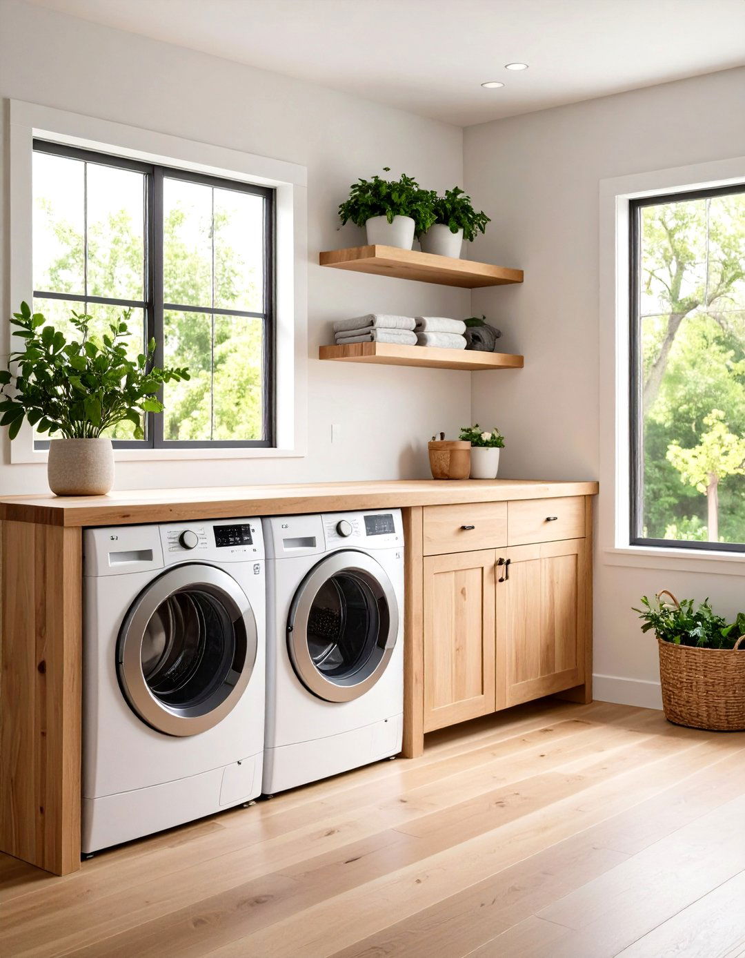 Butcher Block Countertops for Folding Station - 20 Farmhouse Laundry Room Ideas
