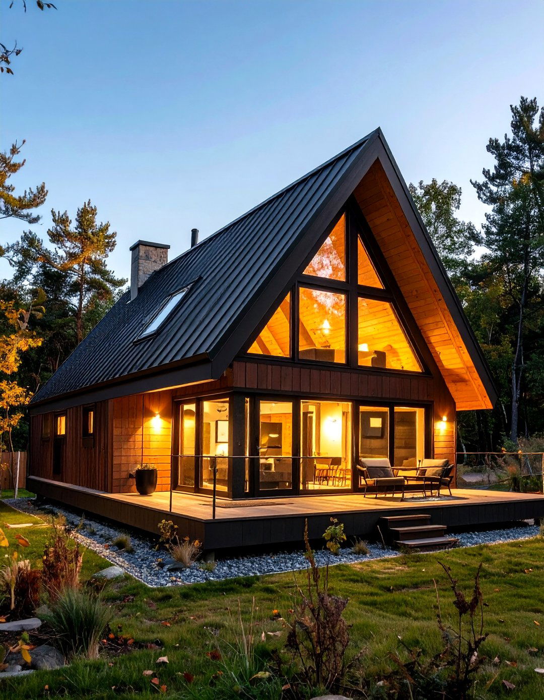 Cabin A Frame with Black Roofline - 20 Dark Brown House With Black Trim