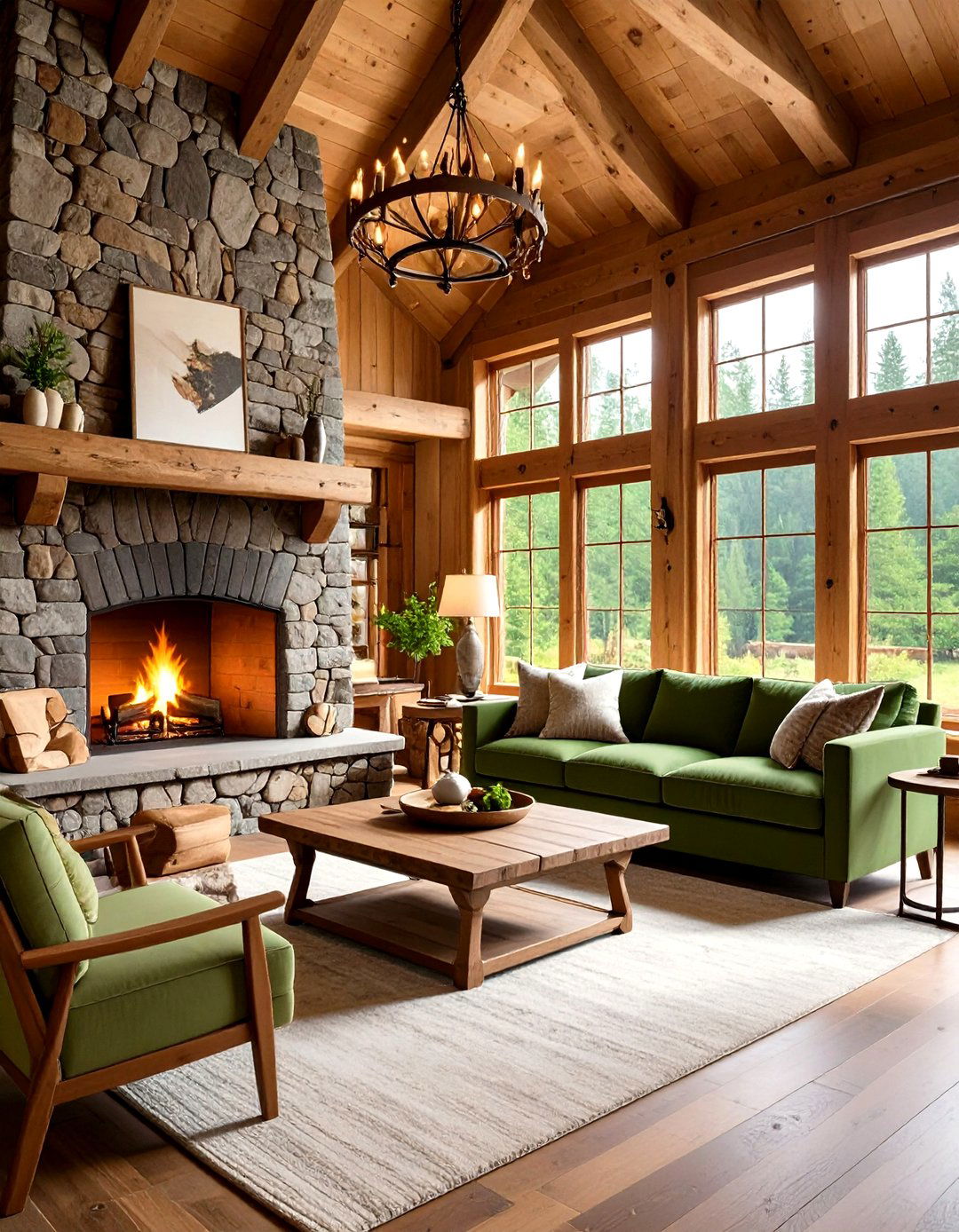 Cabin Chic Rustic Living Room With a Brick Fireplace - 20 Rustic Living Room With a Brick Fireplace Ideas