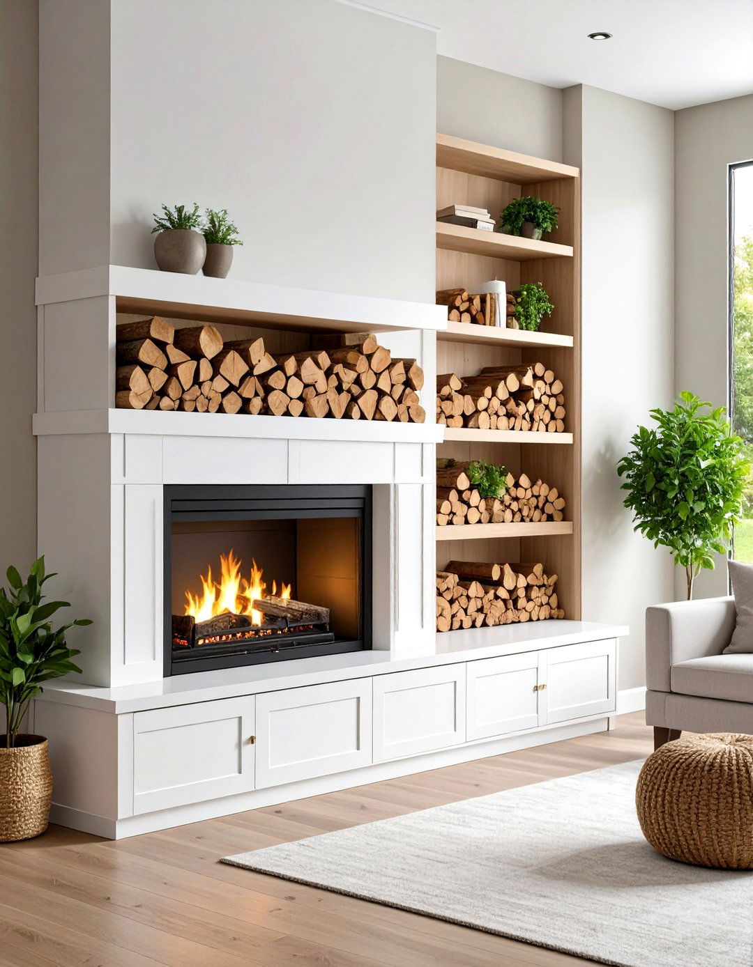 Cabin Fireplace with Built in Wood Storage - 20 Cabin Fireplace Ideas