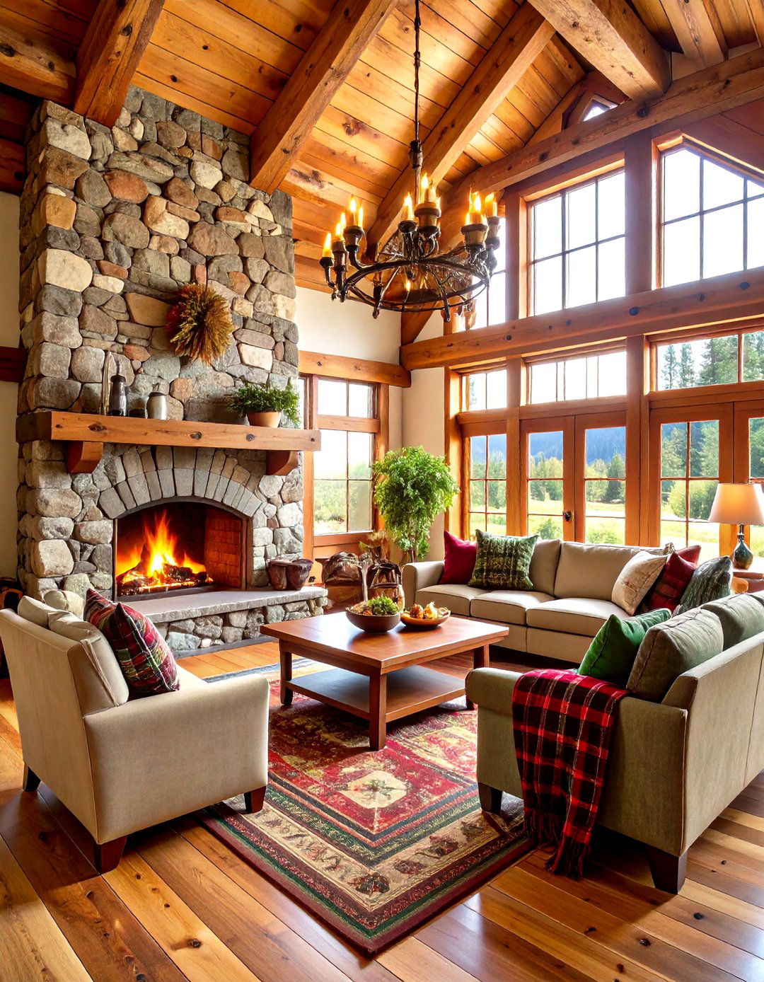 Cabin Lodge Rustic Living Room - 20 Rustic Living Room Ideas