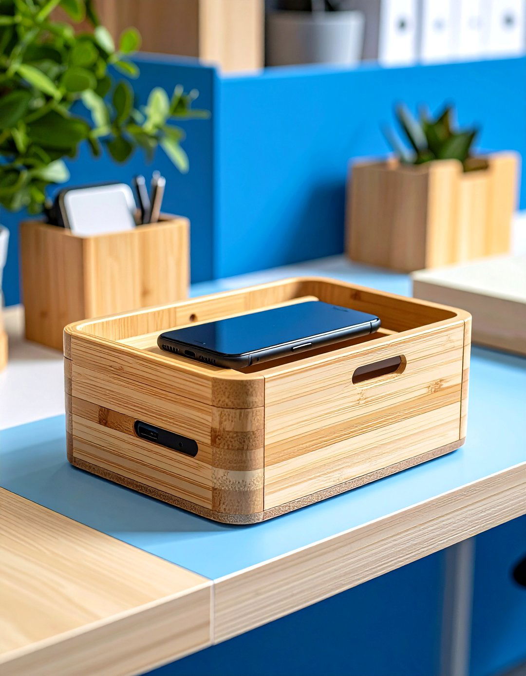 Cable Friendly Phone Dock for Seamless Integration - 20 Cubicle Decor Ideas