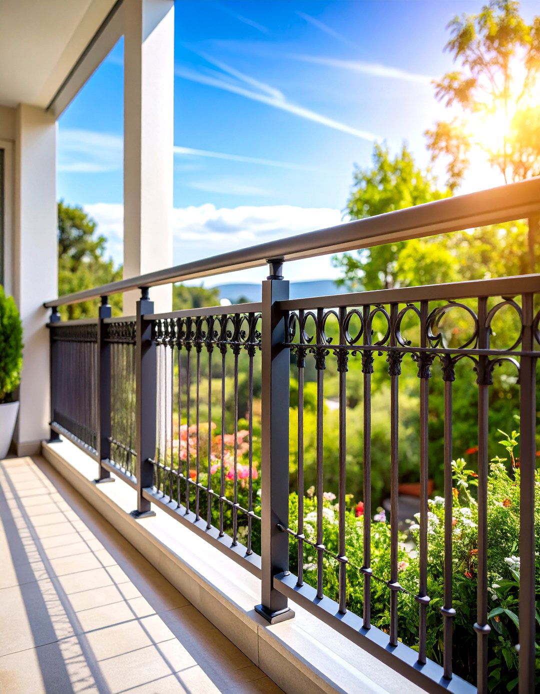 Cable Integrated Wrought Iron Balcony Railing Design - 20 Wrought Iron Balcony Railing Design Ideas