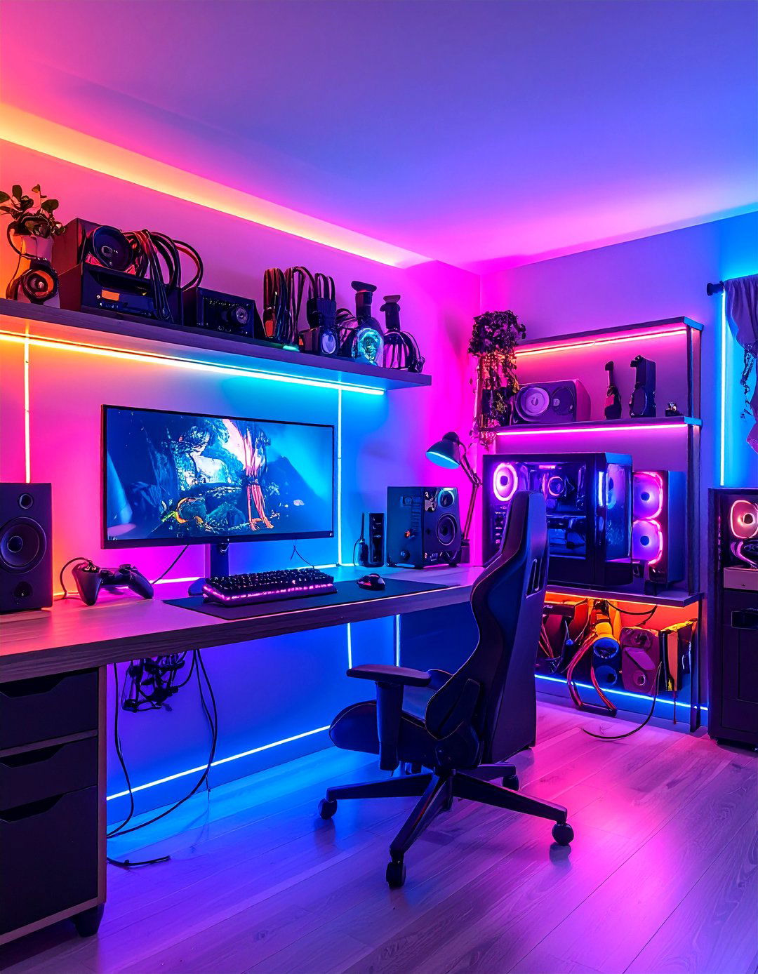 Cable Management Raceways Keep the Garage Game Room Tidy - 20 Garage Game Room Ideas