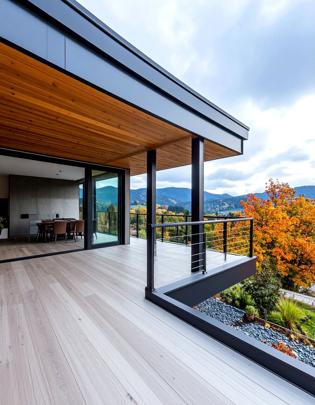 Cable Railing Balcony Over Garage for Unobstructed Views - 20 Balcony Over Garage Ideas