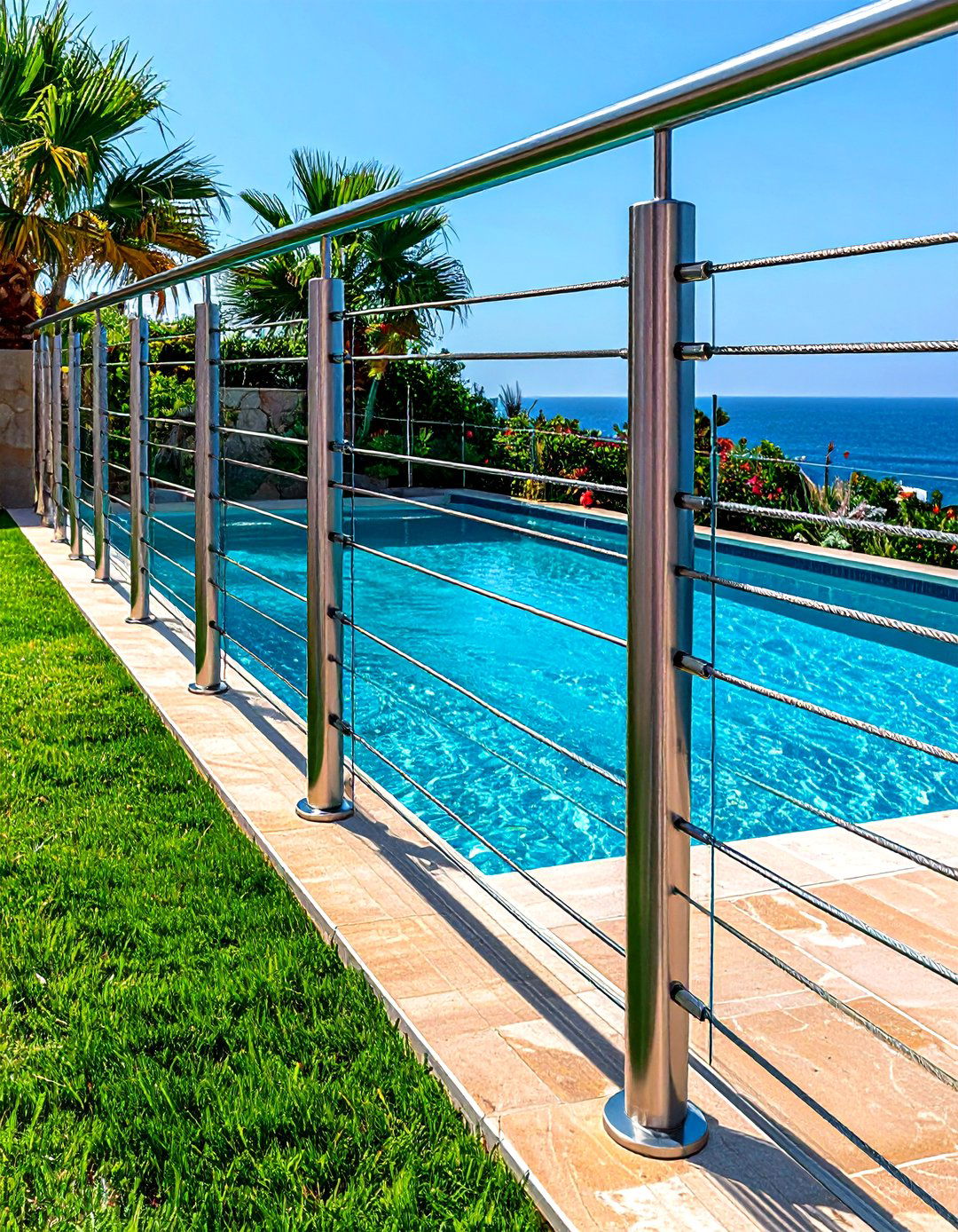 Cable Railing for Transparent Boundaries - 20 Pool Fence Ideas