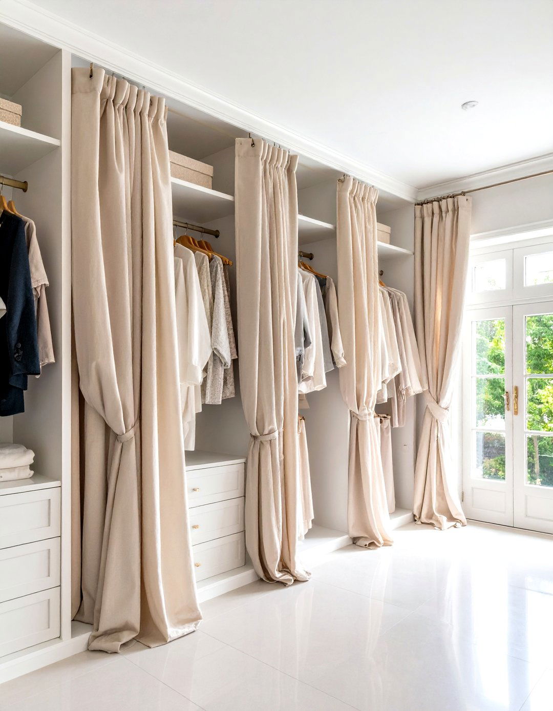 Cafe Style Closet Curtain Half Coverage - 20 closet curtain ideas