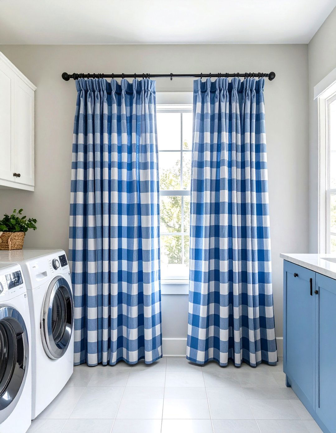 Cafe Style Laundry Room Curtain Design - 20 Laundry Room Curtain Ideas