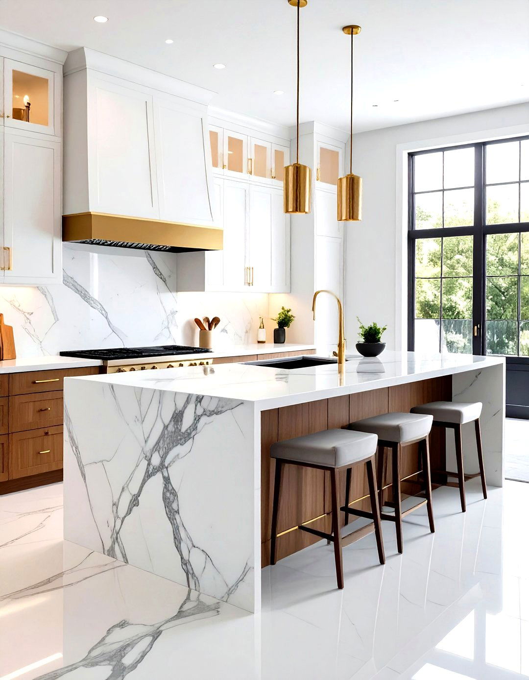 Calacatta Style Marble Countertops with Oak Cabinets - 20 what color countertops go with oak cabinets