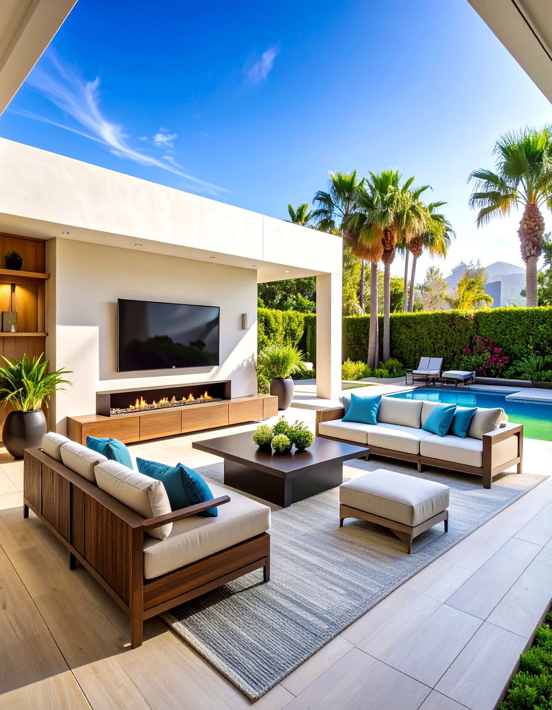 California Room Entertainment Center with Outdoor Technology - 20 California Room Design Ideas