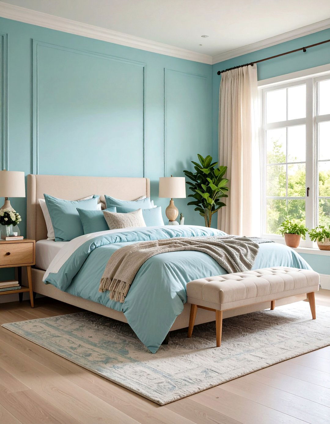 Calming Pastel Sky Blue Walls - 20 Sky Blue Bedroom Ideas