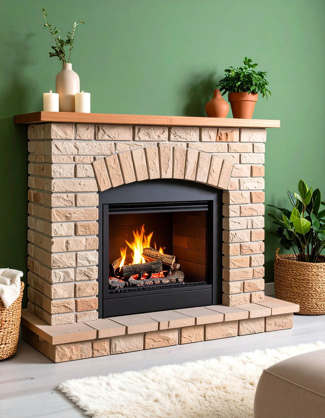Calming Sage Green Fireplace Cocoon - 20 Fireplace Paint Ideas
