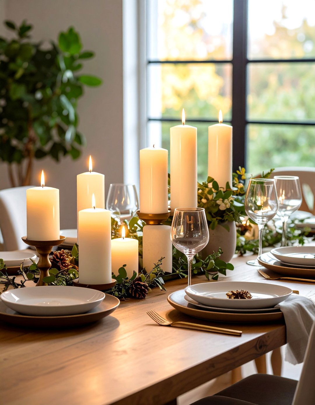 Candle Clusters Warming the Dining Table - 20 Dining Table Decor Ideas