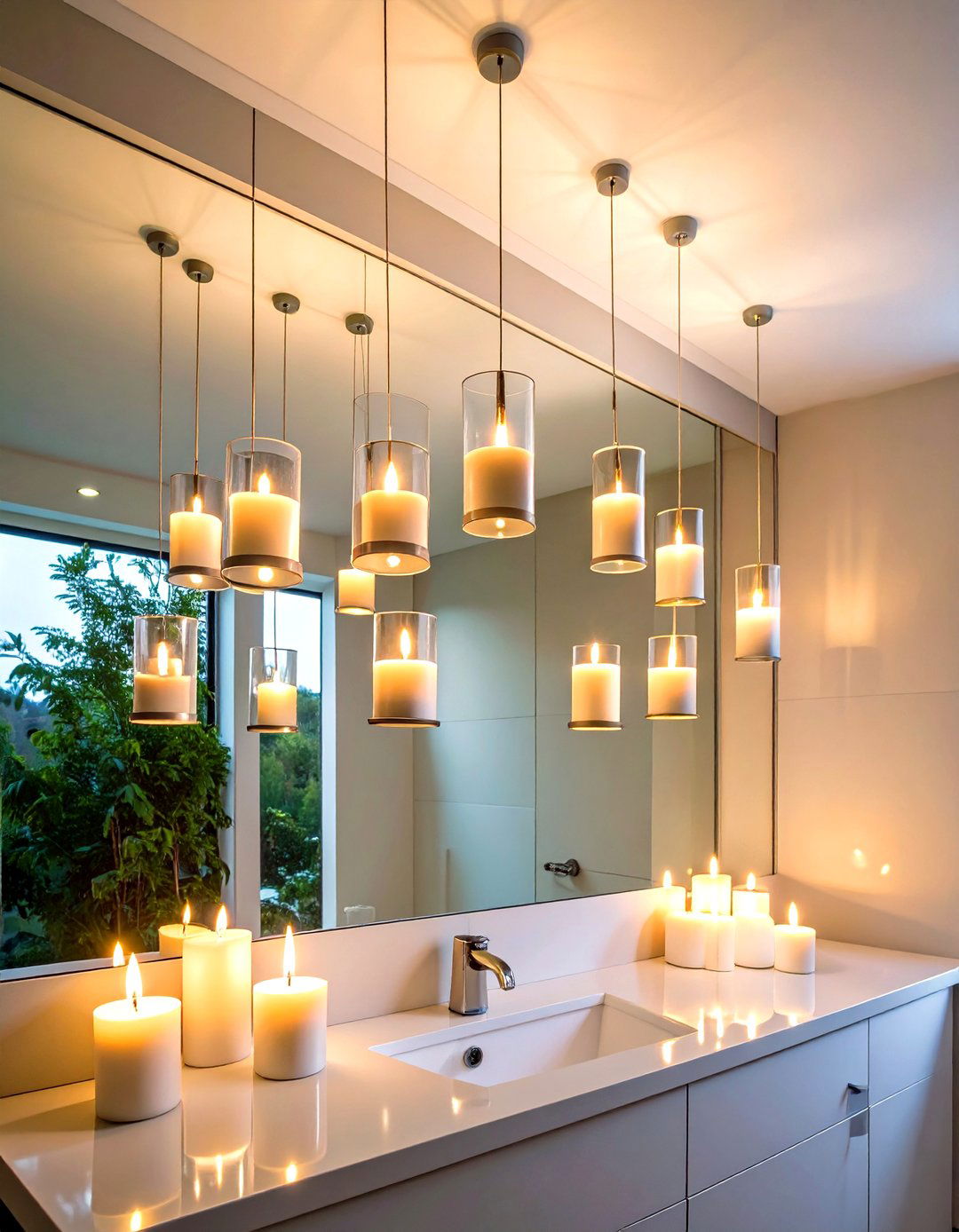 Candlelit Ceiling Floating Lights in a Harry Potter Bathroom - 20 Harry Potter Bathroom Ideas